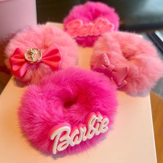 Barbie Pink Bow Plush Hair Ring